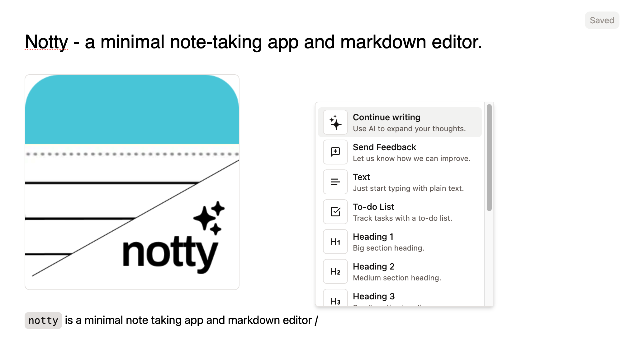 Notty - Minimal AI-powered Note-taking App and Markdown Editor